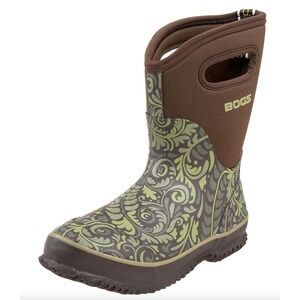 Bogs Classic Mid Fern Waterproof Boots Women's Size 9 Snow Rain Cottage GUC